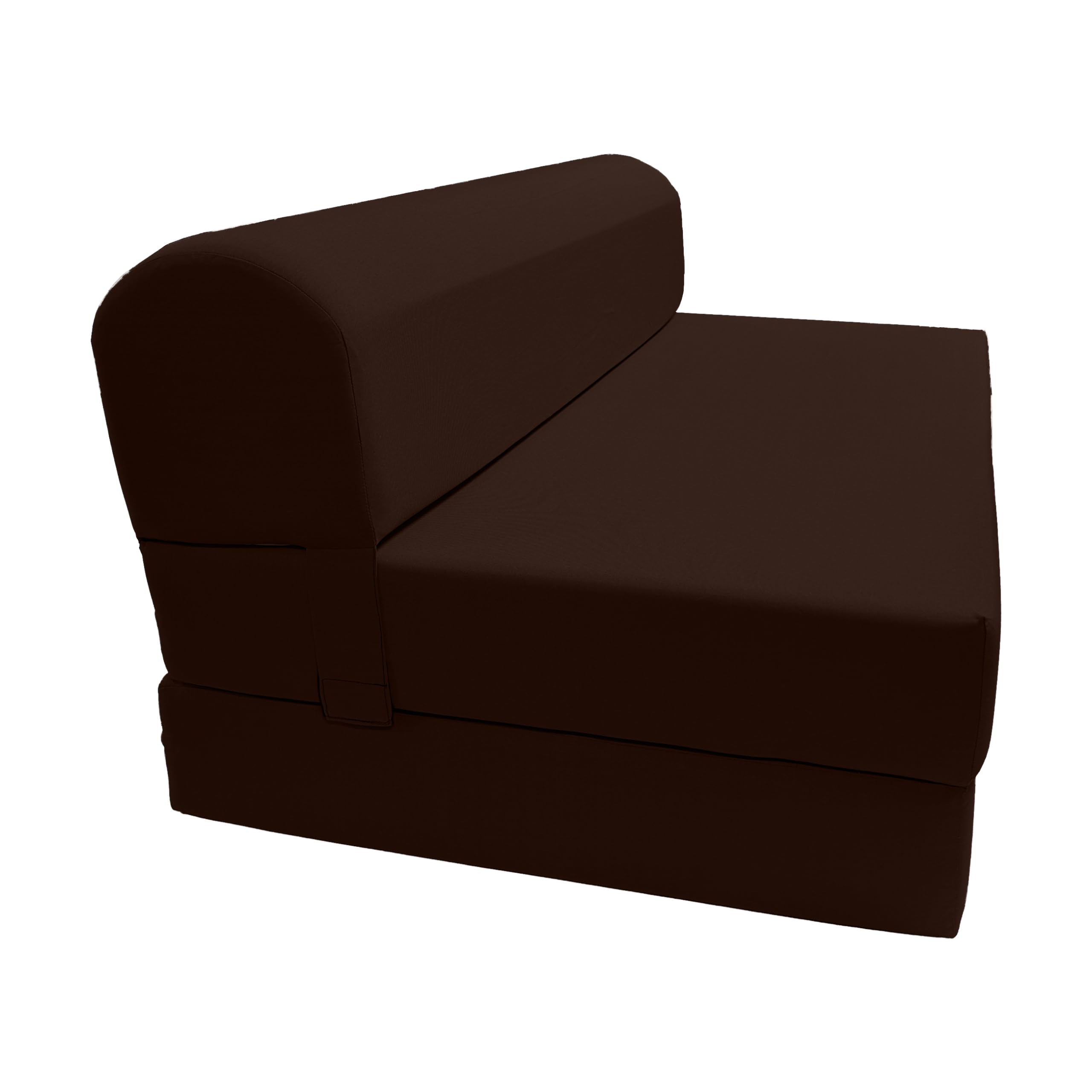 D&amp;D Futon Furniture Sleeper Chair Folding Bed, Studio Sofa Guest Folded Mattress, High Density Foam (72 x 48 x 6, Brown)