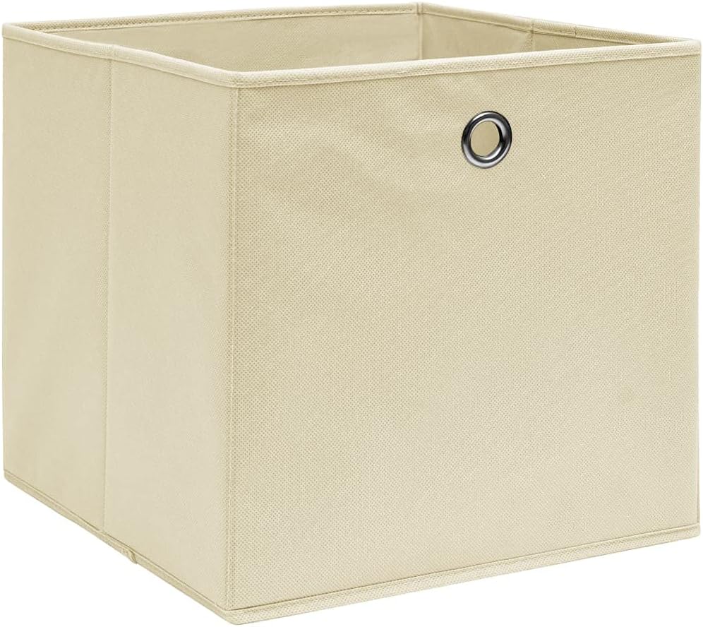 Foldable Storage Box Set of 4, Cream Non-Woven Fabric Organizer for Bedroom, Space-Saving Collapsible Design for Clothes, Socks, and Underwear, Durable Polyester Storage