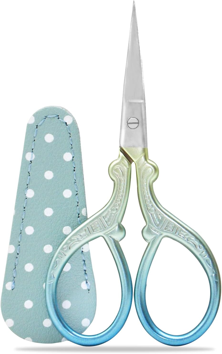 Embroidery Scissors, Small Craft Stainless Steel for Sewing, Threading, Needlework, Handicraft Trimming 1pcs with Fake Leather Cover