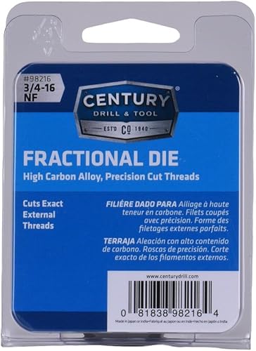 Miniatura 25 de Century Drill & Tool, 98221, 1-14 NF, Troquel hexagonal, Roscas externas de corte de precisión, Acero de aleación de alto carbono