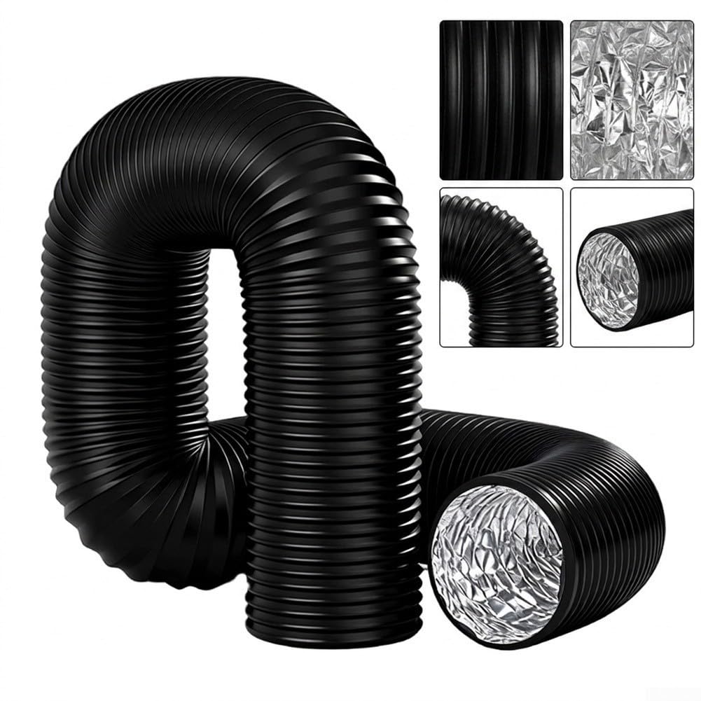 Tubo Ventilación Aluminio 4 Pulg 19 Pies Flexible Negro