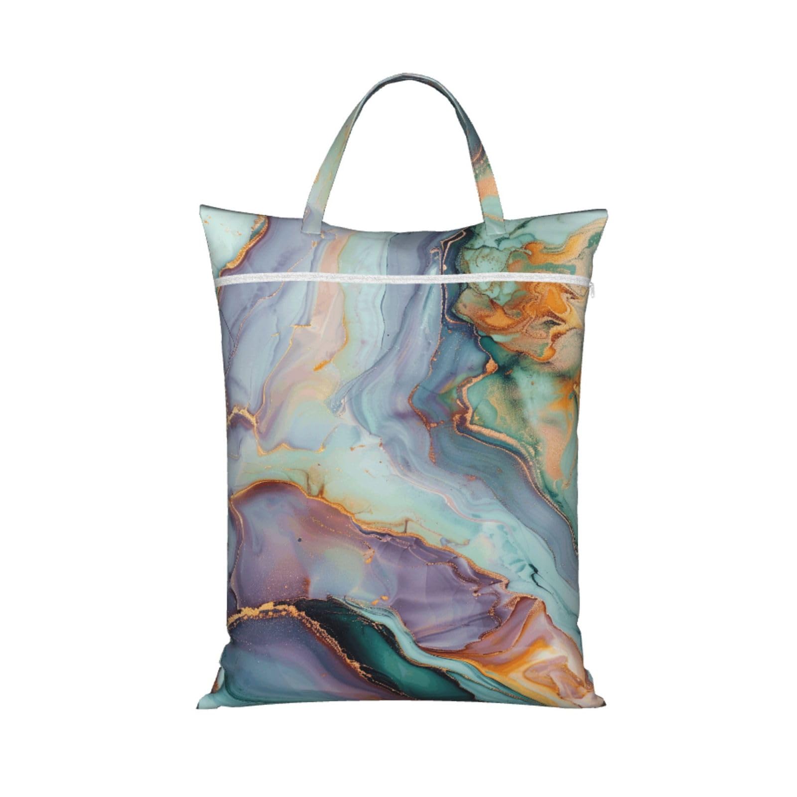 Large Travel Laundry Bags,colourful marble Print with Handle Foldable Laundry Bag for Holidays Gym Swimming and Family Trips, 1Pcs