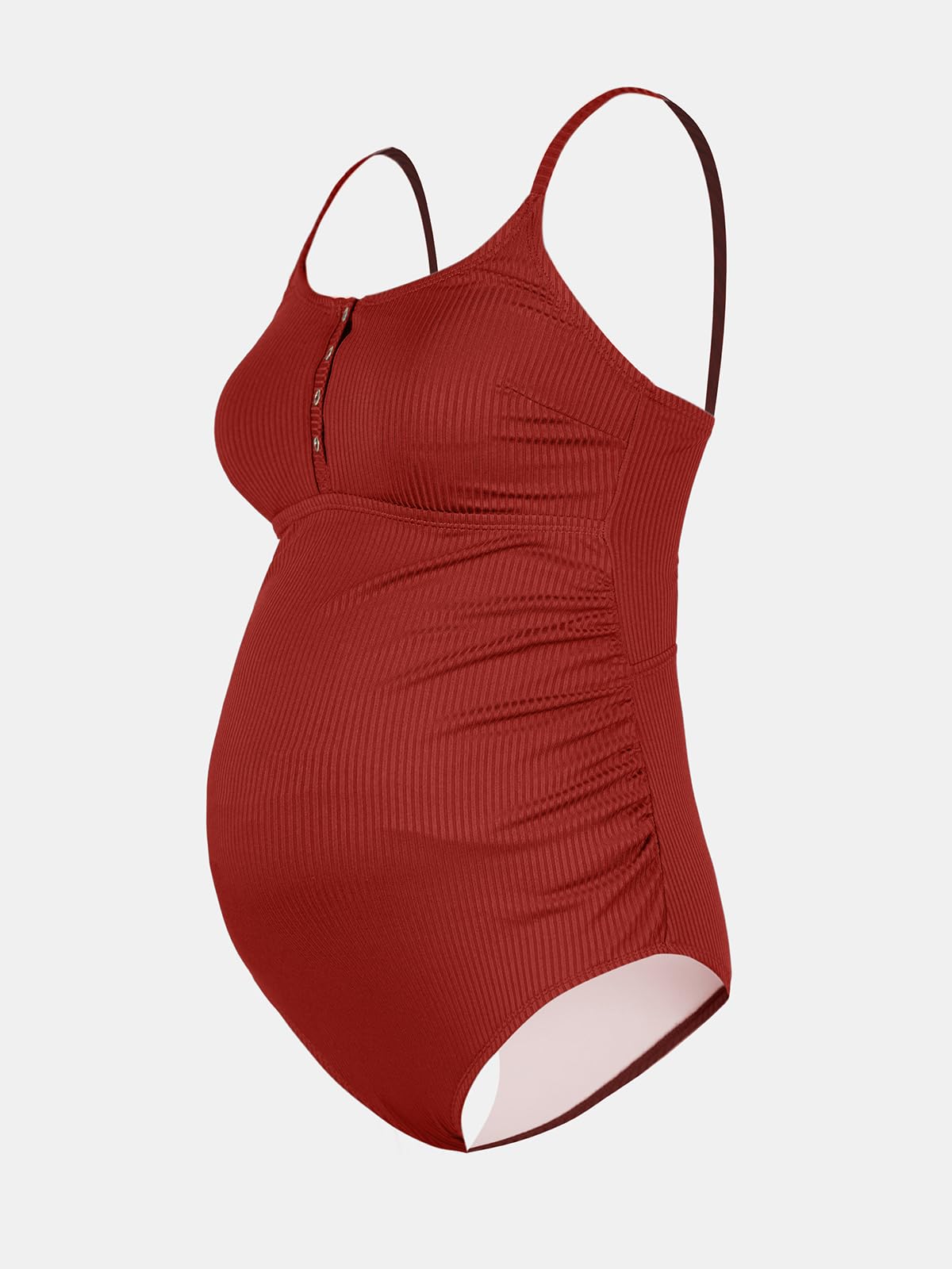 CUPSHE Mujer Maternidad Traje De Baño U Cuello Botones De Presión Después Del Embarazo Acanalado De Una Pieza Traje De Baño De Maternidad Traje De Baño