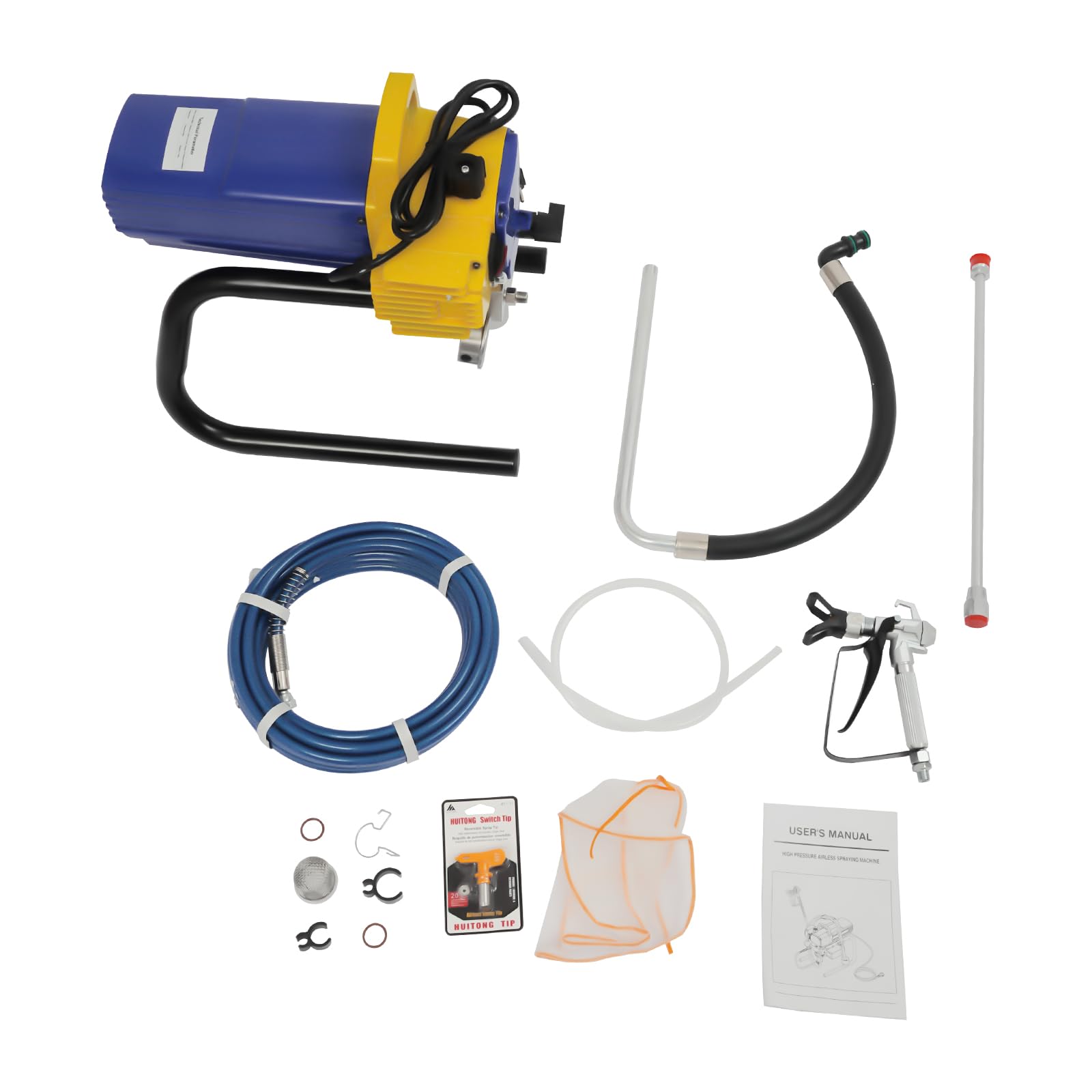 Pulverizador de pintura para pared, sistema de pulverización de pintura sin aire, pistola de pintura eléctrica con manguera de alta presión de 9 m, 1800 W