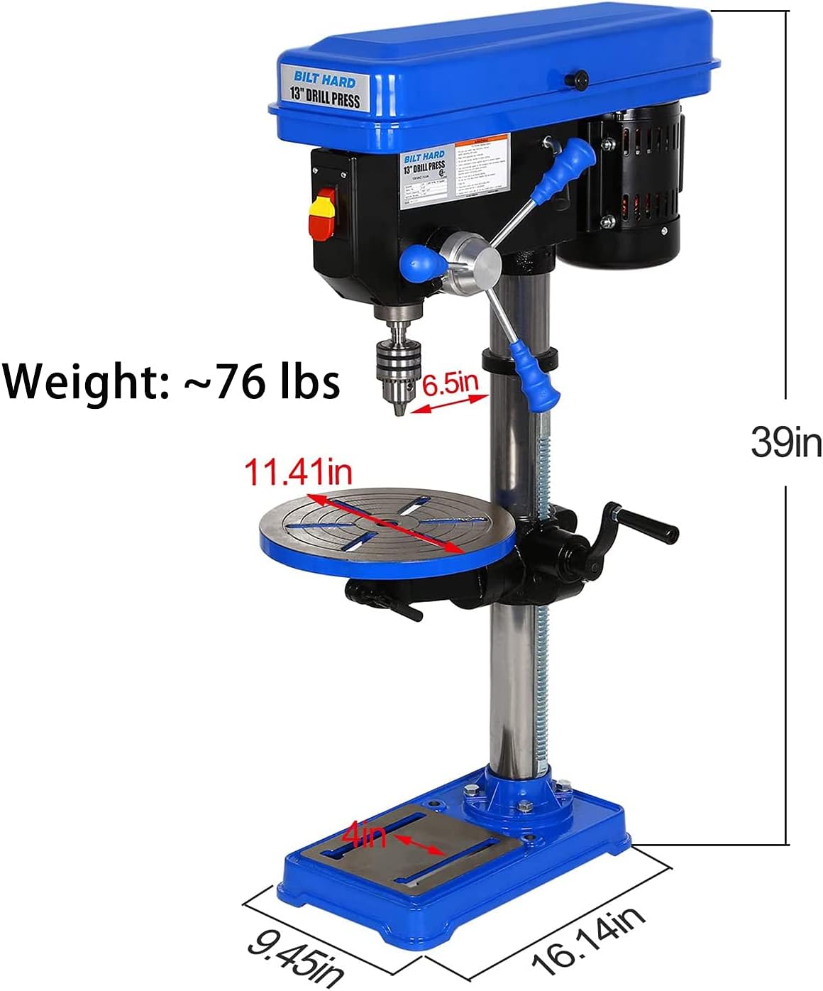 Dimensions of BILT HARD 13-inch Floor Drill Press