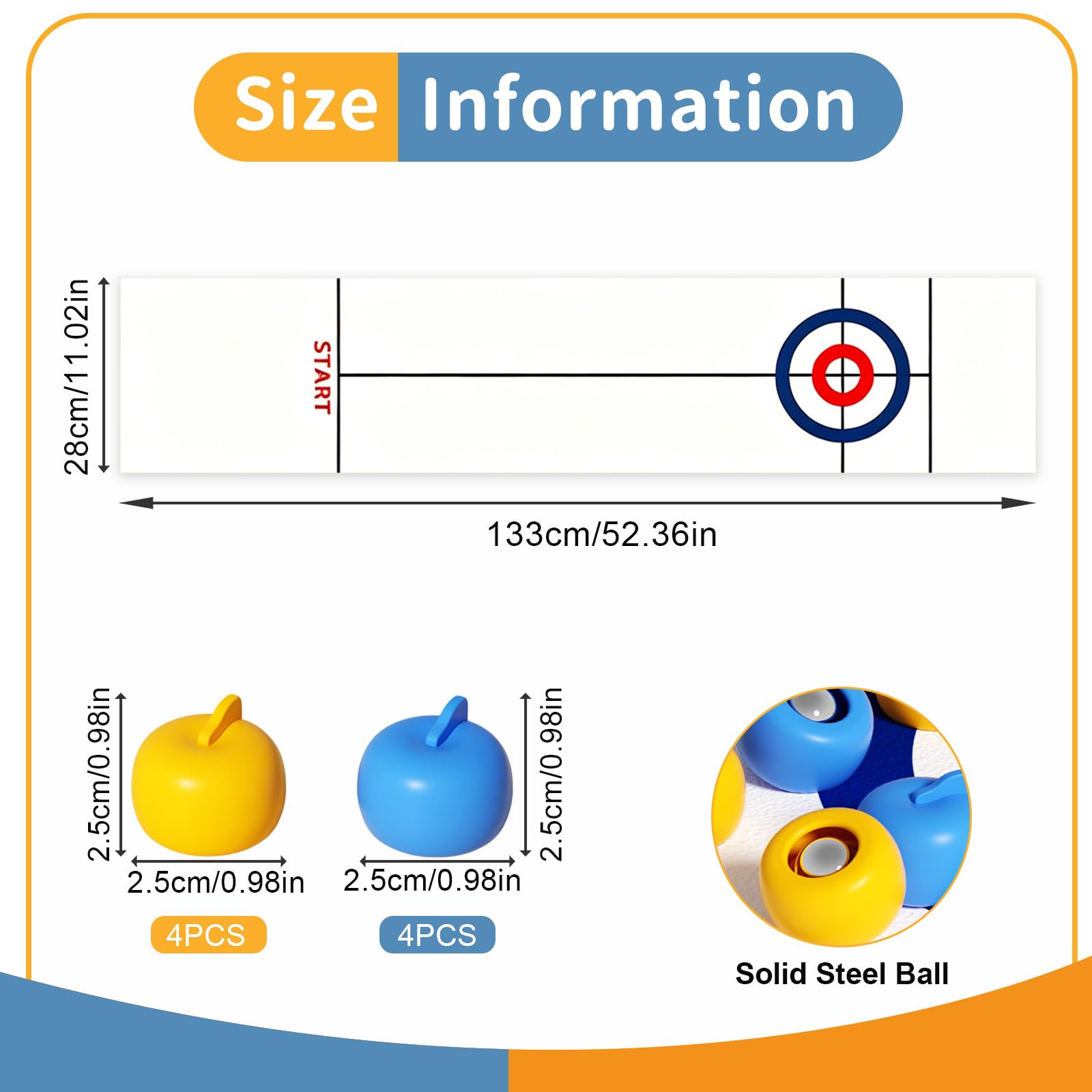 Mini Juego de Curling Mesa, 133 * 28 cm Juego Familiar de Tablero Curling, para Familia Fiesta Oficina Navidad Cumpleaños Interacción Entre Padres e Hijos Adultos y Niños