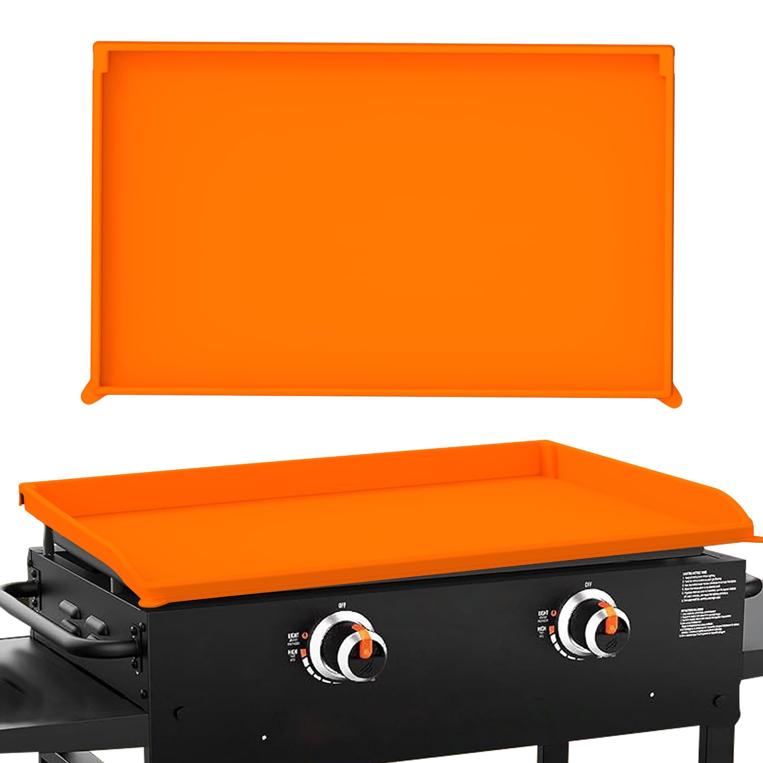 TUDIA 36" Silicone Griddle Mat for Blackstone 36 Inch Grill - Heavy Duty Rust-Resistant Food-Grade Surface &amp; Full Edge Protection - Griddle Cover Compatible with Blackstone Omnivore (Orange, Update)