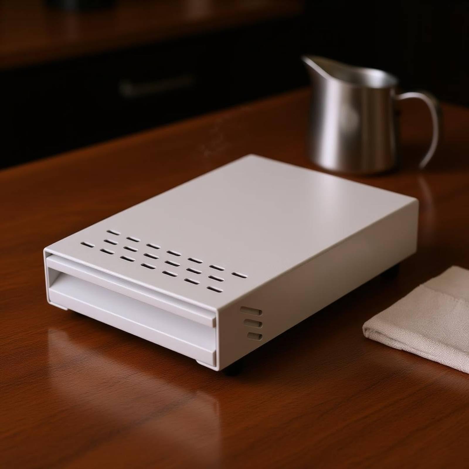 Battifondi a Cassetto Salvaspazio Battifondi a Caffè Metallo Contenitore, Nero, Piccolo