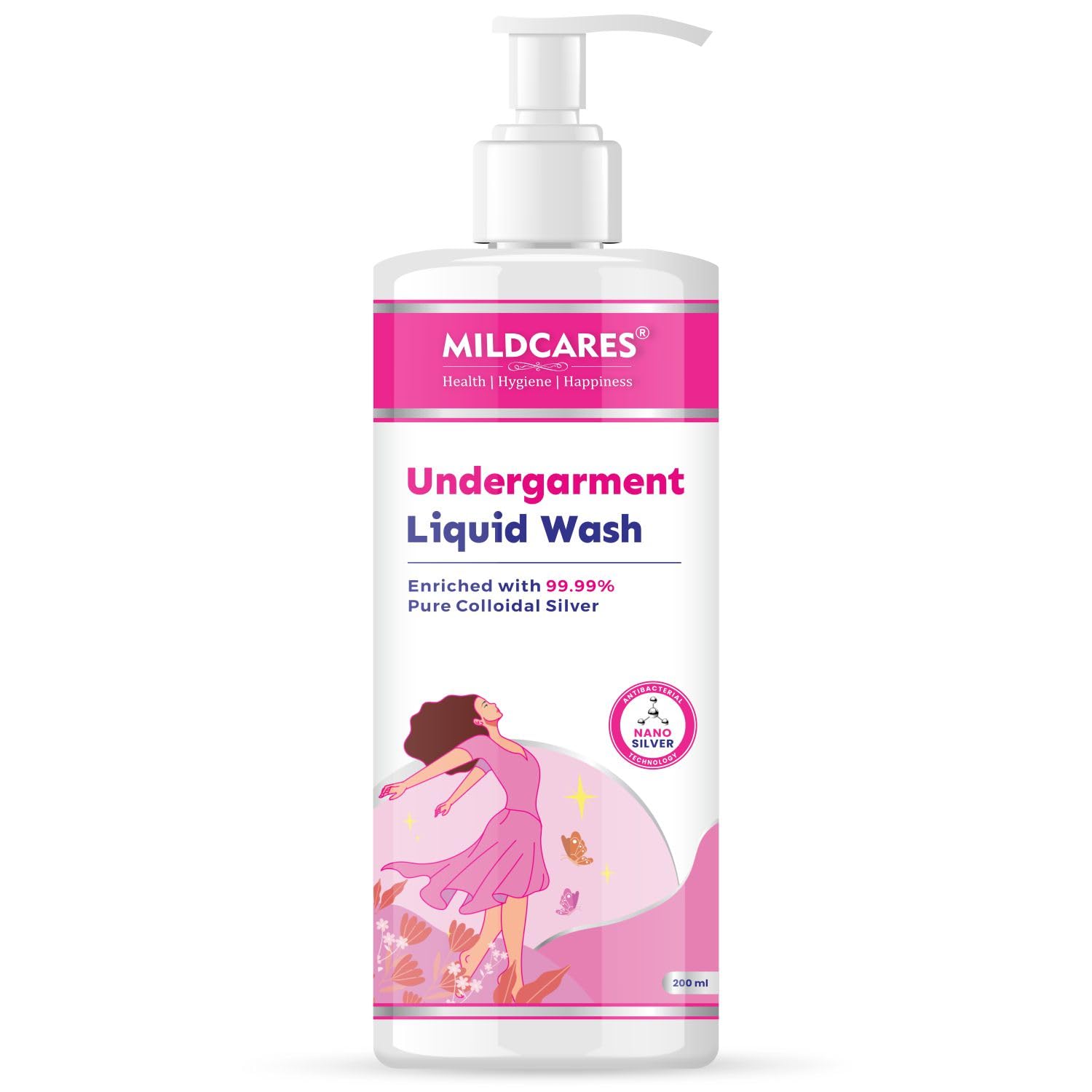 MildCares Undergarment Liquid Detergent Wash 200ml | Bleach-Free | Stain Removal & Odor Control | Bio Wash for Intimate Wear, Panties | Undergarments Washing Liquids For Women | No Soaking Required