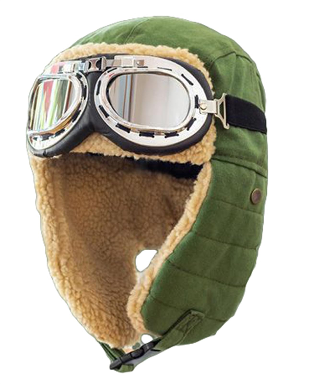 Aviator Hat with Goggles Adult Unisex Ear Flaps Ushanka Vintage Trooper Russian Hat Winter Cold Weather Outdoor Sports Cap Green