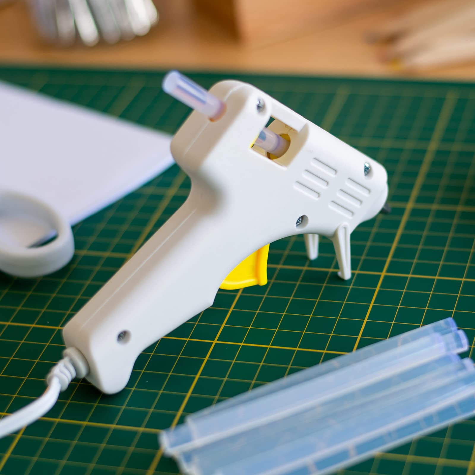 ToolTreaux 10 Watt Mini Glue Gun and Hot Glue Sticks Crafting Supplies Kit, 3pc