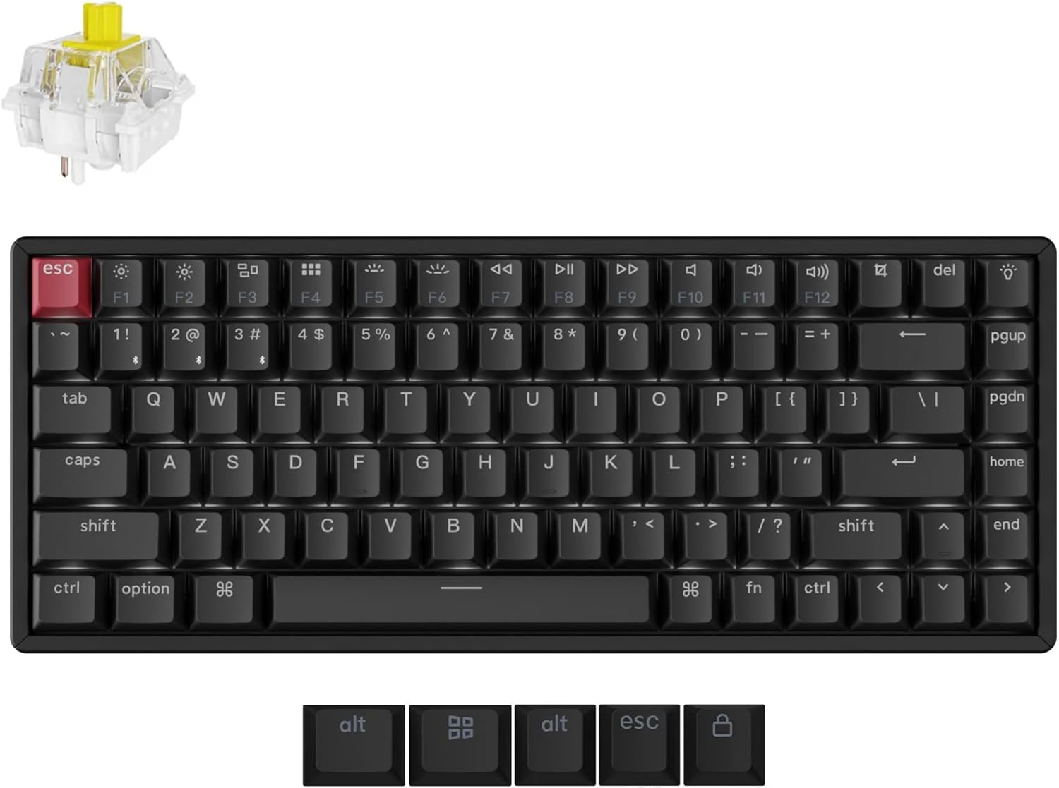 Keychron K2 75% Layout QMK Wireless and Wired Options Mechanical Keyboard Super Banana Switch, White Backlight Aluminum Frame with Shine-Through Double-Shot PBT Keycaps for Mac Windows-Version 3