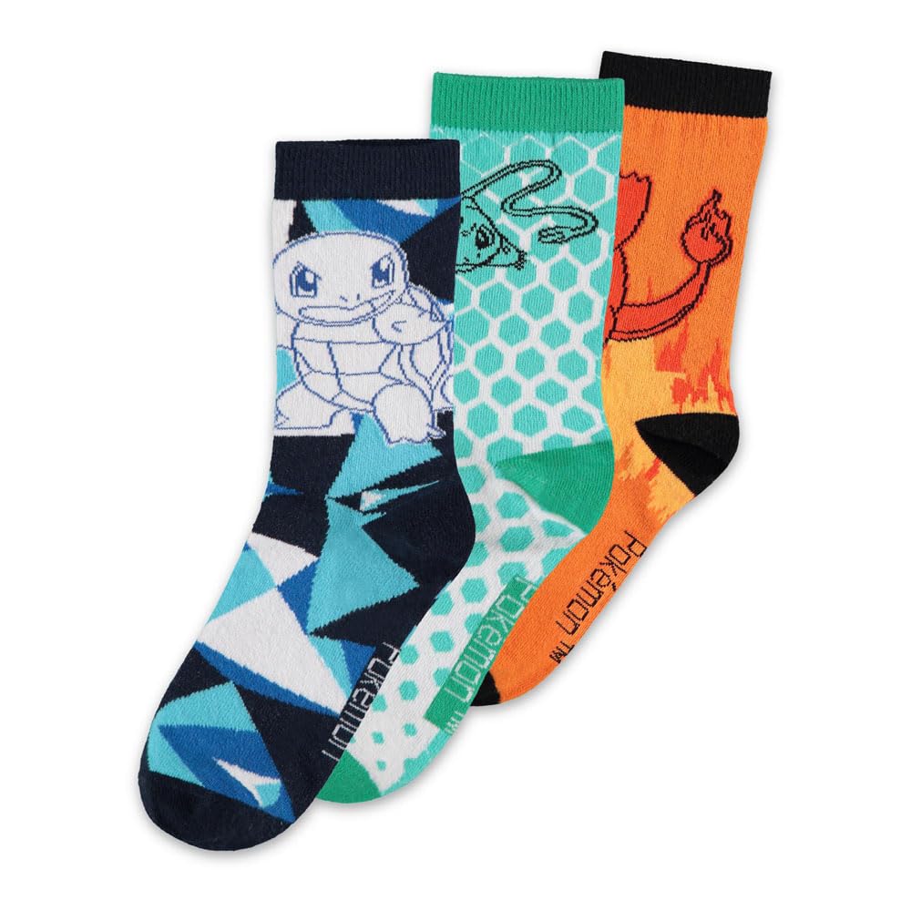 DIFUZED Socks Brand Model Pack 3 Pokemon Socks 39/42, Multicoloured, 39-42