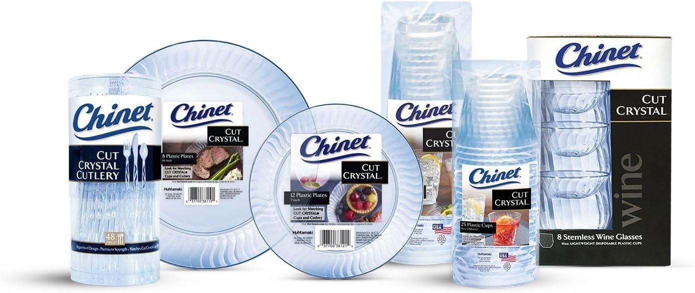 Amazon.com: Chinet Cut Crystal Plastic Cups 9 Oz, 25 Tumblers/Pack, 2 Pack  (50 Count) : Health & Household