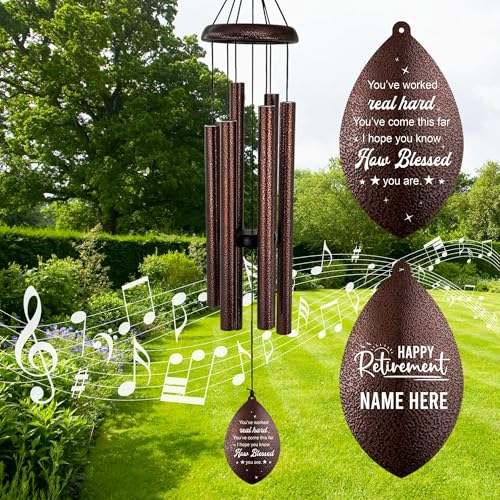 Image of ASTARIN Personalized Happy Retirement Gifts, Custom Name Retirement Wind Chimes for Women Men, Wind Chime Retire Gifts for Co-Workers Boss Friends, Going Away Funny Farewell Gift