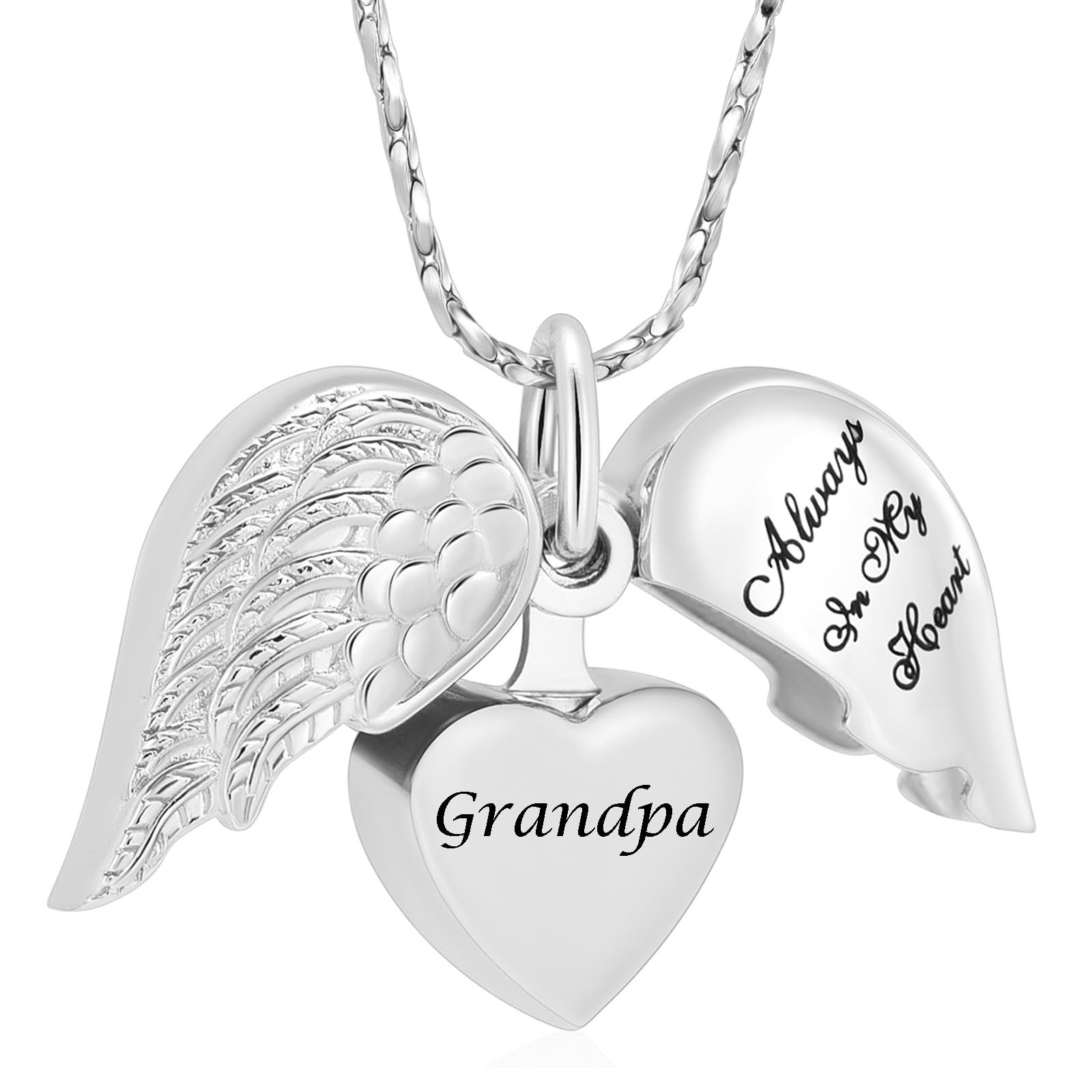 Imrsanl Cremation Jewelry for Ashes Heart Urn Necklace Pendants Ashes for Women Men Family Keepsake Memorial Angel Wing with Charm Heart for Loved