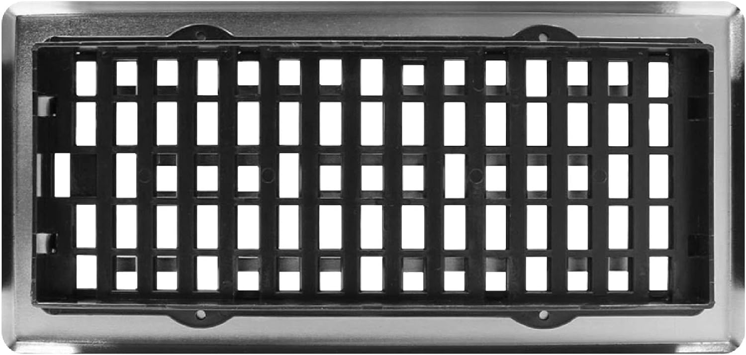 Decor Grates (4-Pack) AJH410-NKL Oriental Floor Register, 4x10 Inches, Brushed Nickel Finish