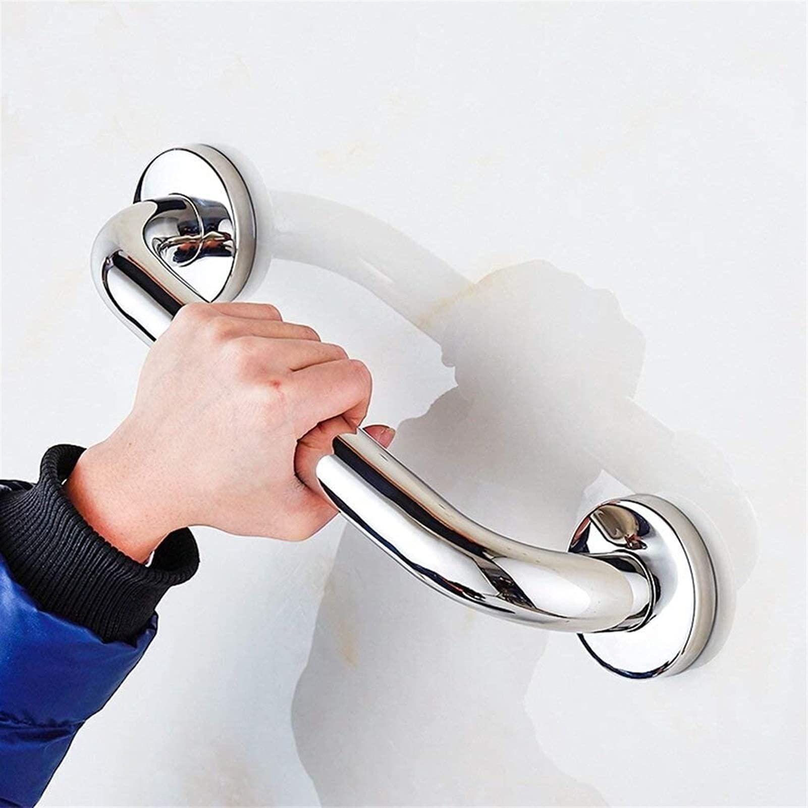 Barra de Apoyo para baño, de Acero Inoxidable, Antideslizante, sin barreras, con guía Multiusos y Ranura para Personas Mayores, discapacitadas y niños. Barra Antideslizante (53 cm)