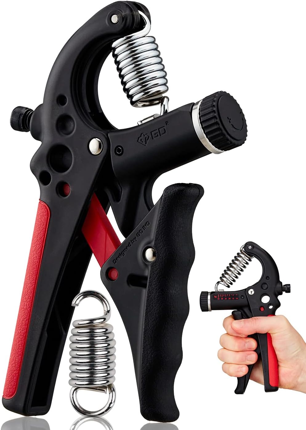 GD Grip2 Hand Grip Strengthener (Grip Strength Trainer) Adjustable Gripper (22~77lbs) Forearm and Wrist Exerciser Strengthener for grip Strength