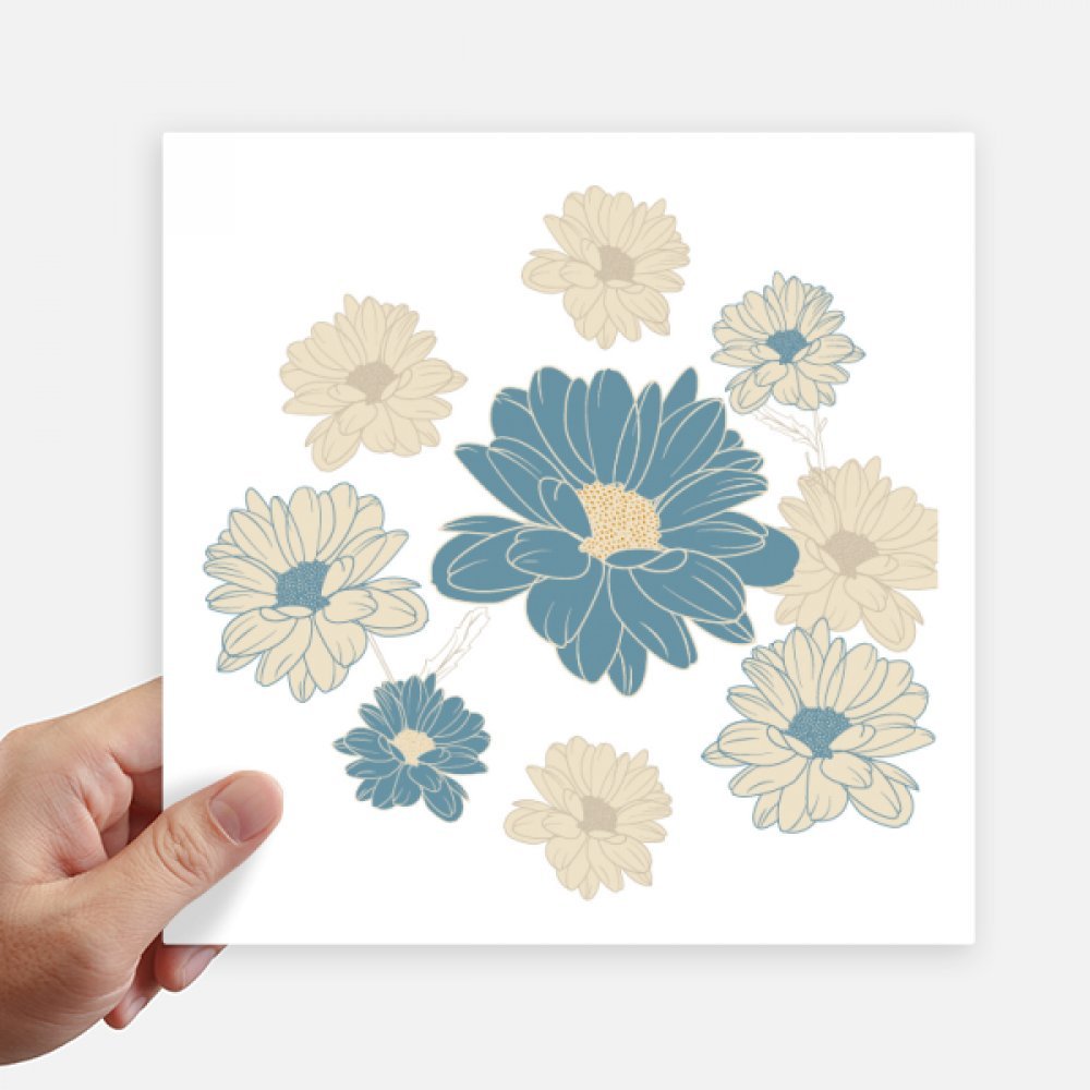 Chrysanthème autocollant carré 20cm fleur bleu pour personnaliser une valise et un mur