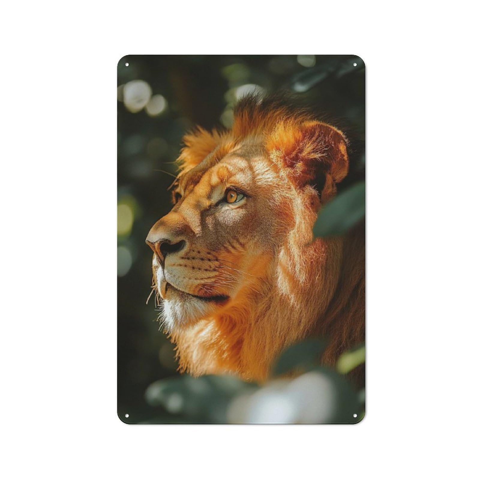 Shed Metal Sign with Lion Portrait in Natural Light Design 30x20cm, Vintage Porch Wall Decor for Patio Bar, Workshop, Shed Or Kitchen