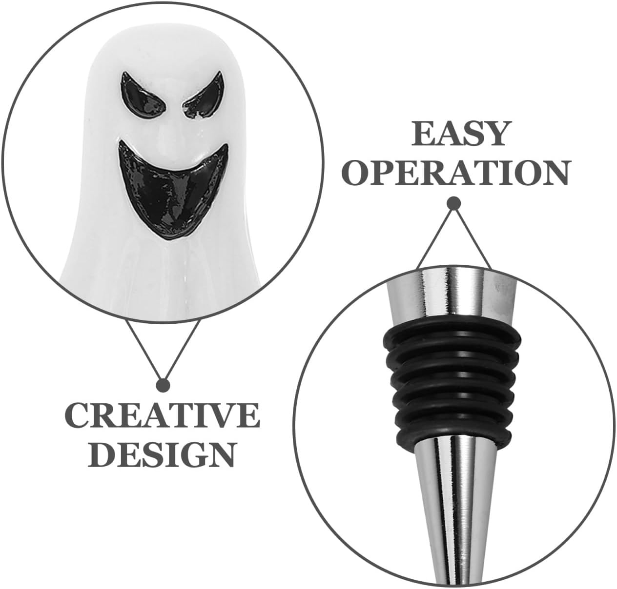 NUOBESTY 2Pcs Ghost Shaped Wine Stoppers Decorative Bottle Plugs