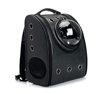ANXUAN Portable Travel Pet Carrier Backpack,Space Capsule Bubble Design,Waterproof Handbag Backpack for Cat and Small Dog,Airline Approved Pet Backpack Carrier (Black)