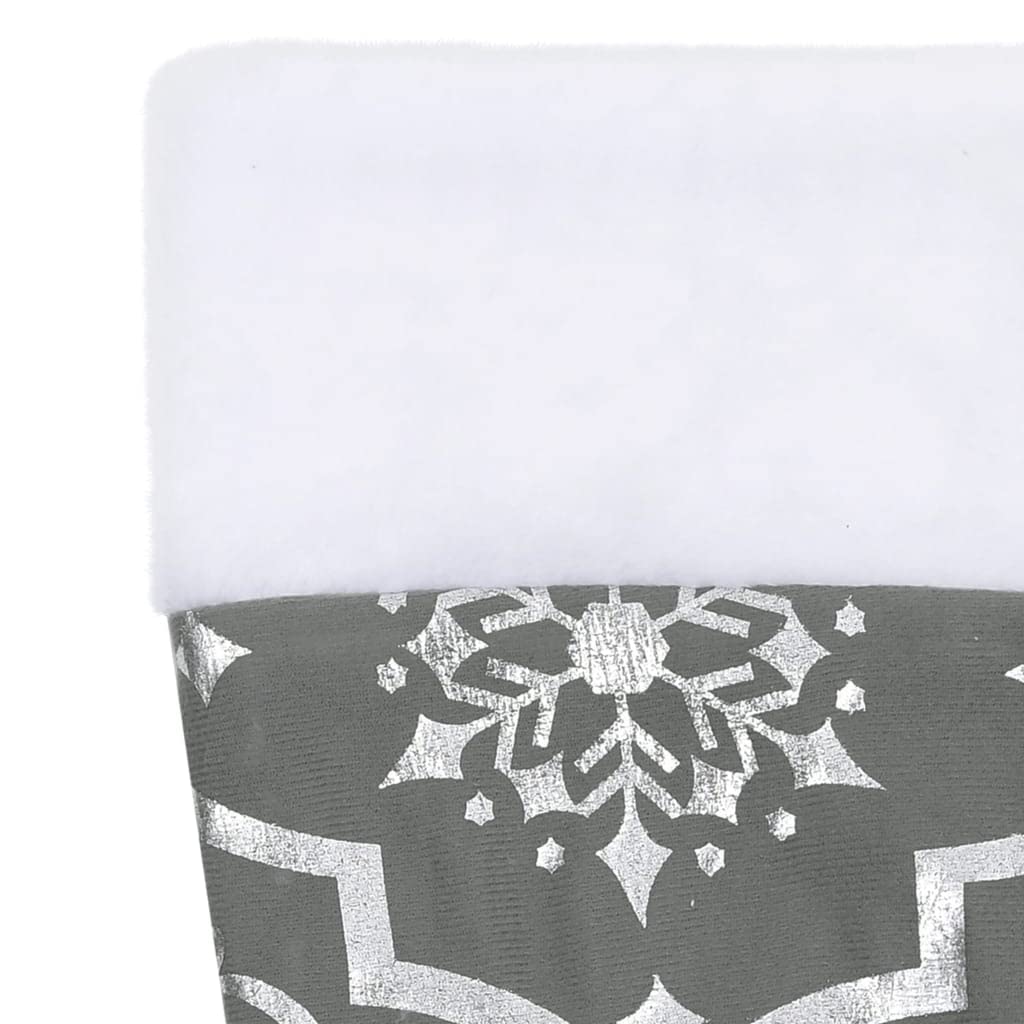 Couverture de sapin de Noël de luxe grise 90 cm en tissu avec motif neige et chaussette, couverture de sapin ronde pour salon, tapis de sapin et protection de sol, jupe d'arbre pour