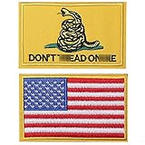 2 Pieces USA Flag Patch 2 x 3 inch Don't Tread on Me Patch American Flag Tactical Military Morale Patch Border USA United States for Uniform Emblem