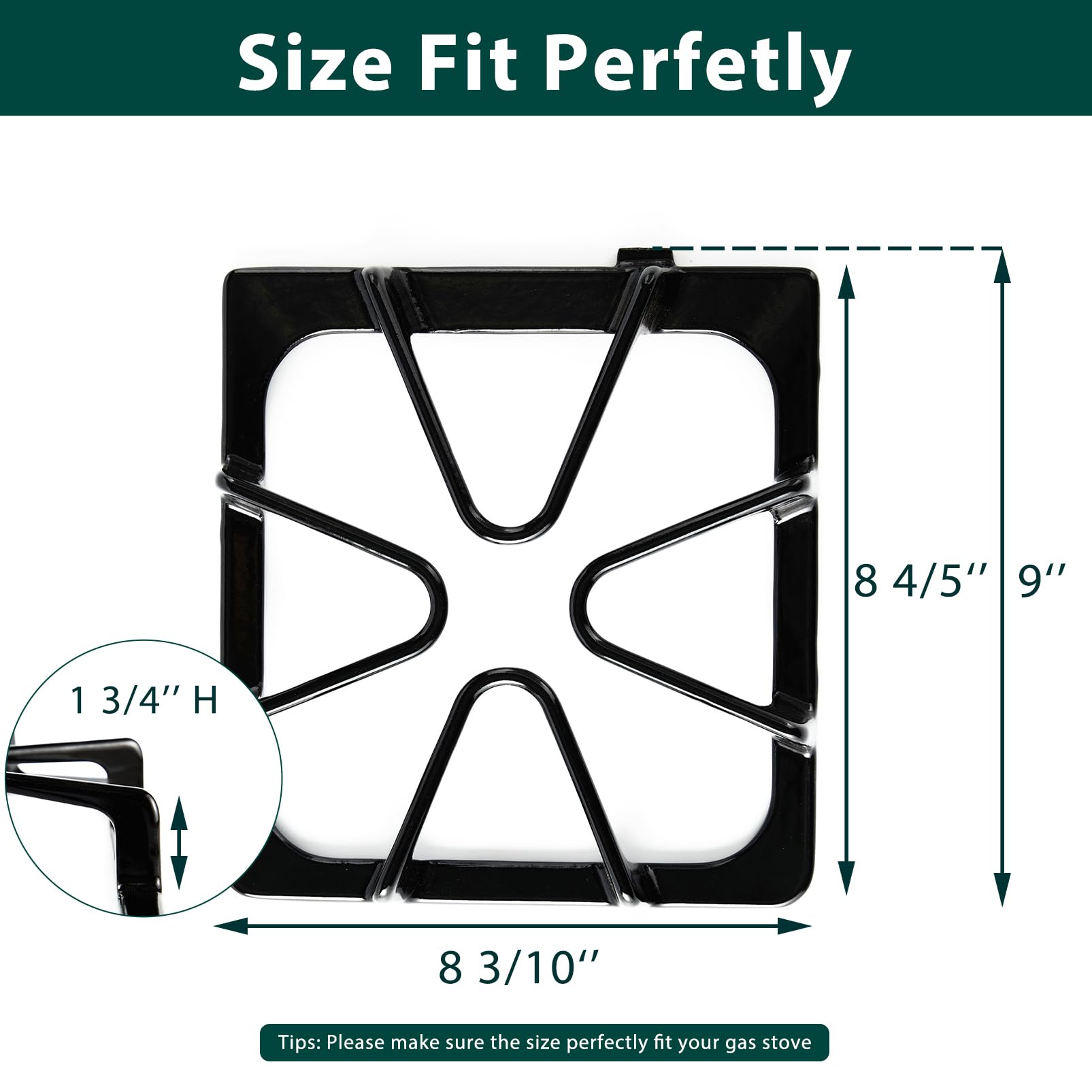 Upgraded Herdrost Set Für Whirlpool Gasherd – 4-teiliges Gusseisen Rost-Set 21,6 X 22,9 Cm