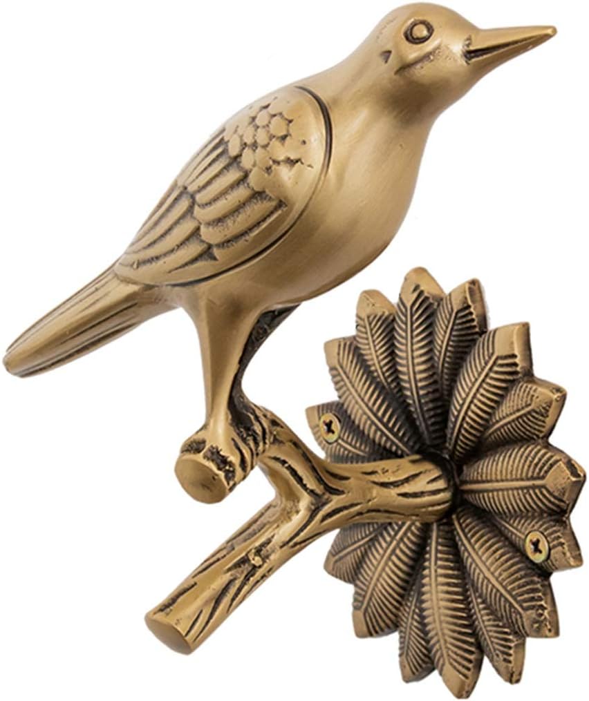 Curtain Tiebacks Vintage Bird Curtain Holdbacks, Brass Curtain Hooks, Living Room Curtain Fasteners, Golden Creative Curtain Decoration, Installation Required (Color : Brass, Size : Left)