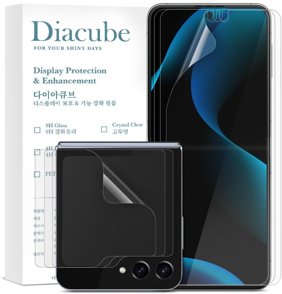 [3+3 Pack] for Samsung Galaxy Z Flip 6 EPU+TPU Screen Protector, 3 pcs HD Full Covered Outer Film + 3pcs Inner Film, Full Glue, High Clarity, Self-Healing, Bubble-Free Easy Installation with Alignment Jig.