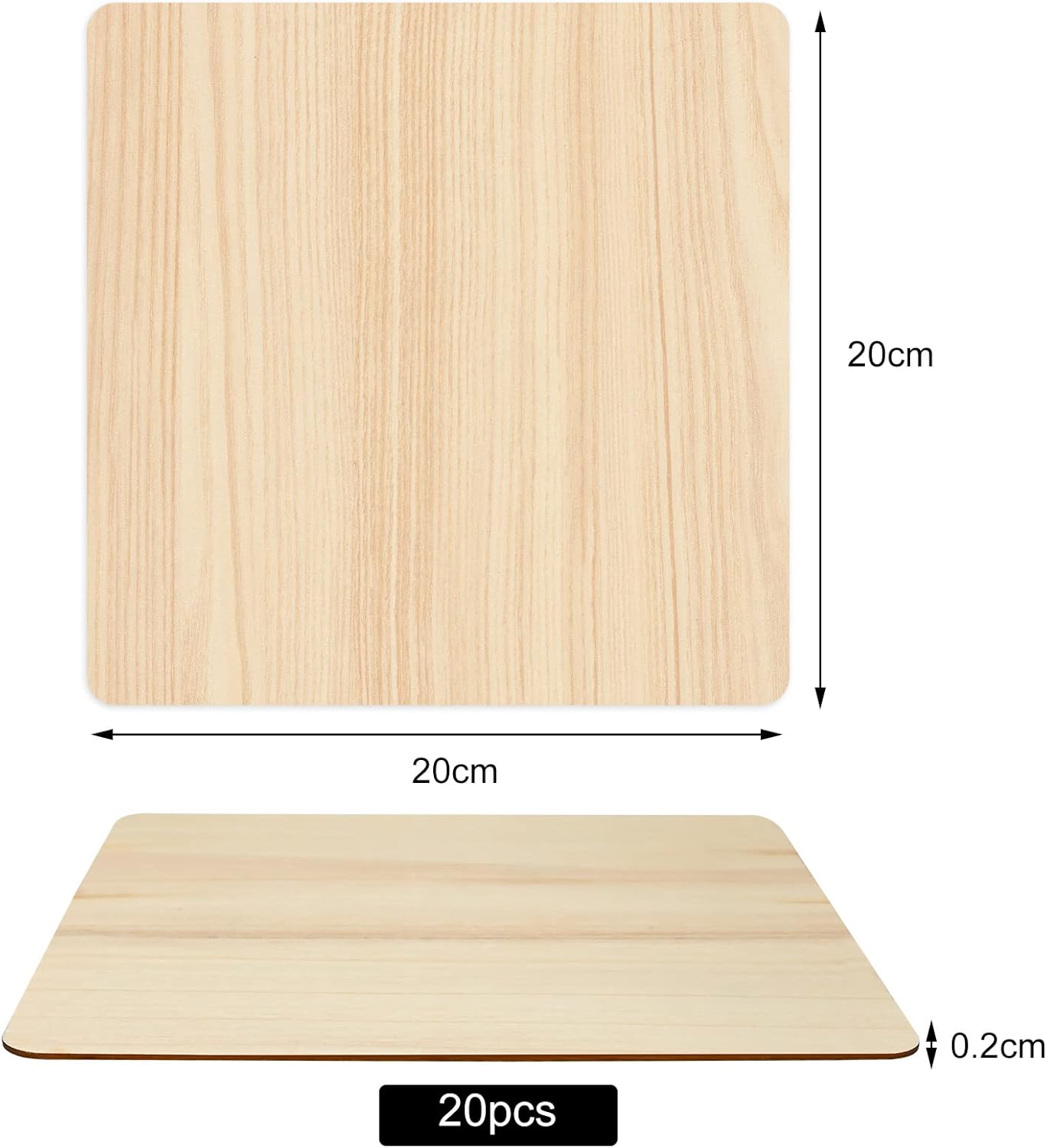 20pcs Basswood Sheets 200 x 200 x 2 mm Plywood Sheets Unfinished Wood Board MDF Blank Sheets DIY Model Wood Plate for Woodcraft Model Crafts - Image 3