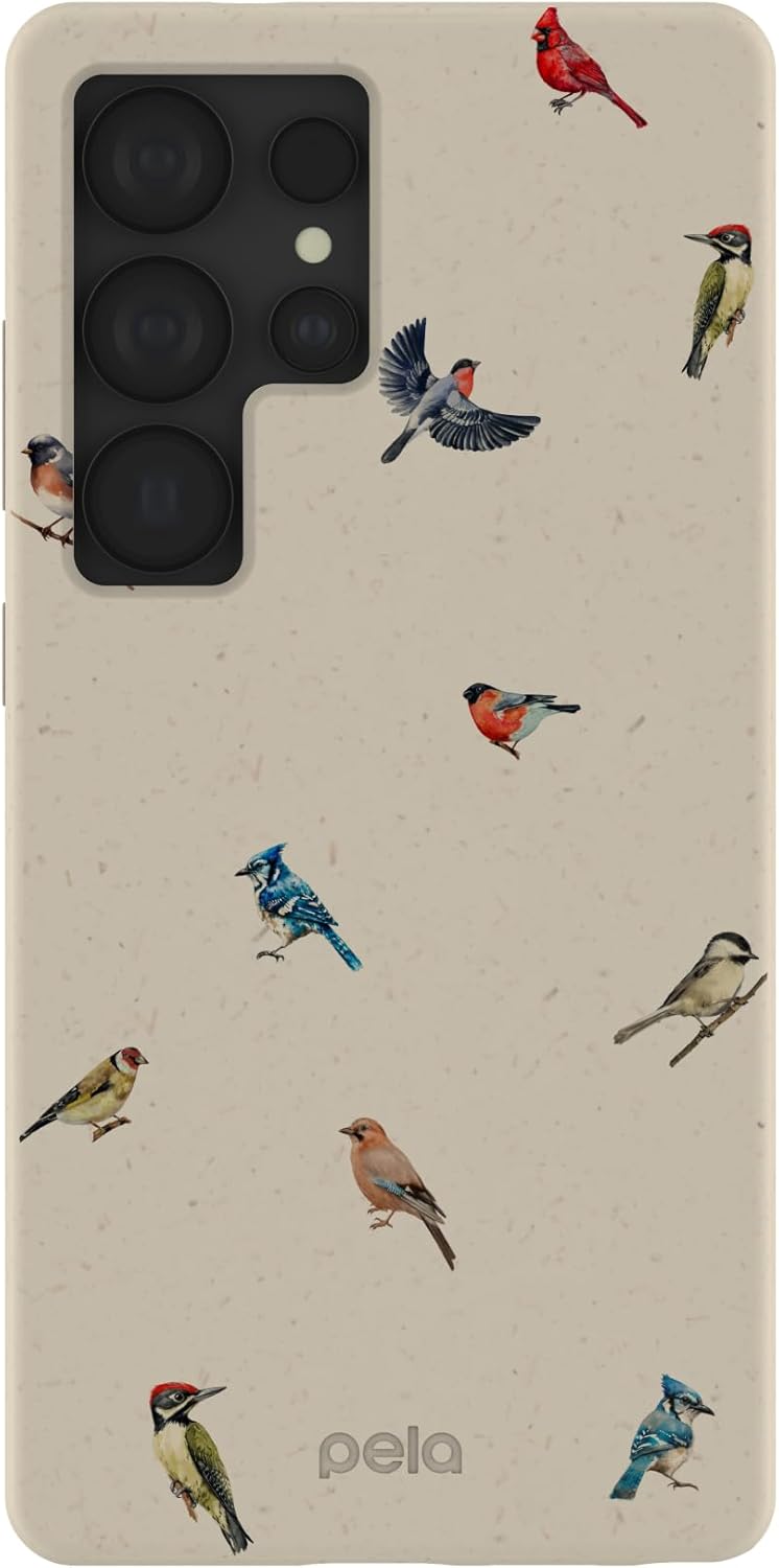 Pela | Phone Case Compatible with Samsung Galaxy S25 Ultra | Nature and Wildlife Collection | Supports Wireless Charging | Cute Eco Friendly | LFog Frosted Flock