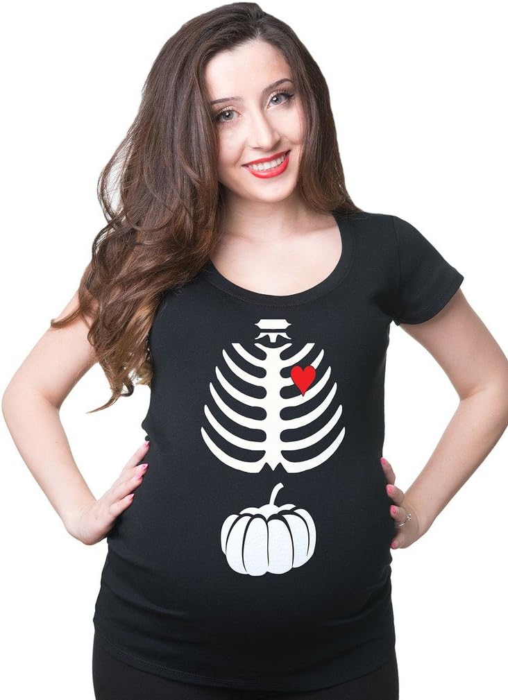Skeleton Halloween Maternity Top Pumpkin Smuggler Pregnancy T-Shirt