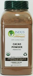 Indus Organics Raw Cacao Powder, 16 Oz Jar, Sulfite Free, No Added Sugar, Premium Grade, High Purity, Freshly Packed