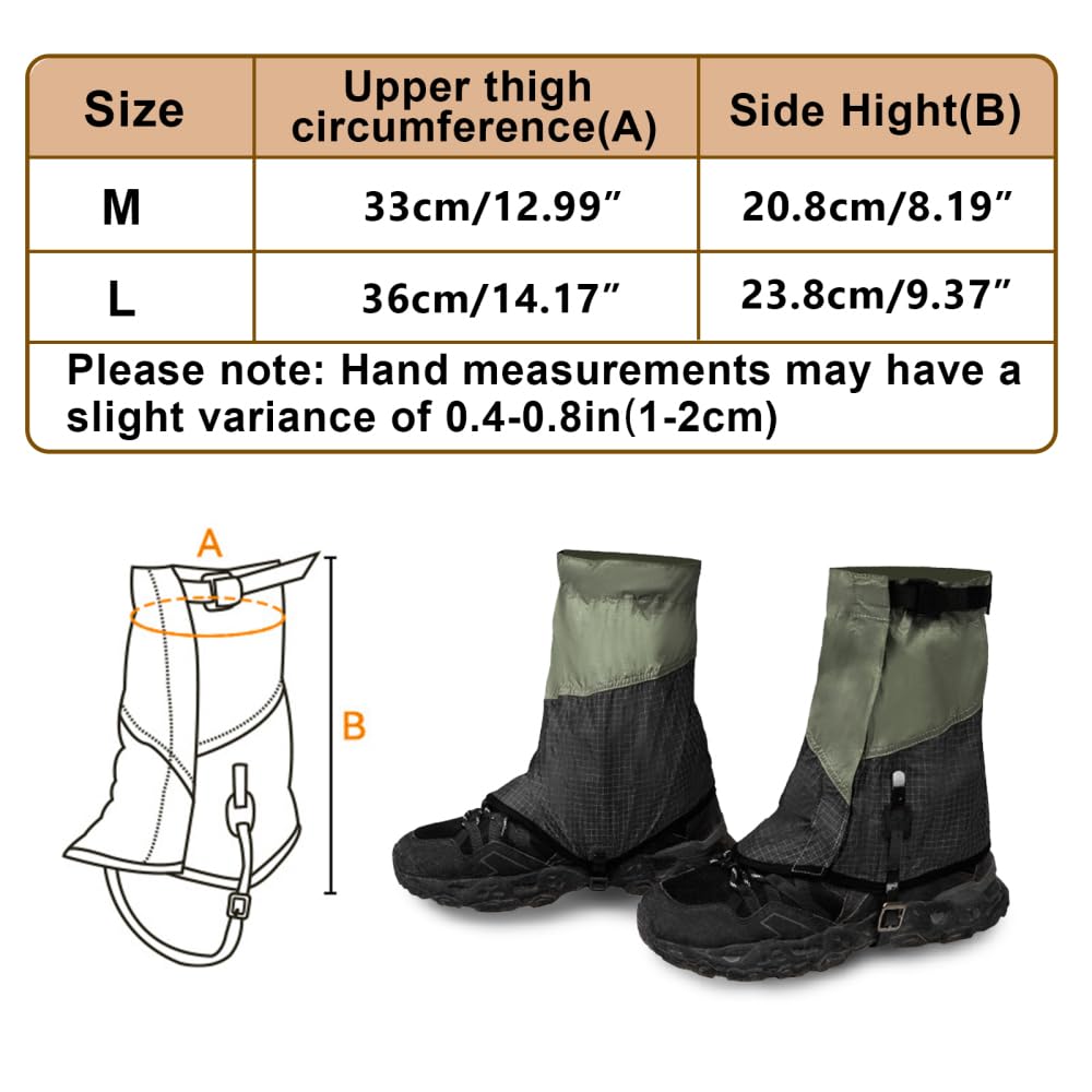 Kurze Gamaschen, 1 Paar Leichte Knöchelgamaschen/Schneegamaschen mit 2 Ersatzriemen, Wandergamaschen für Outdoor Aktivitäten Wie Wandern, Jagen, Spazierengehen, Trekking und Schneeschuhwandern