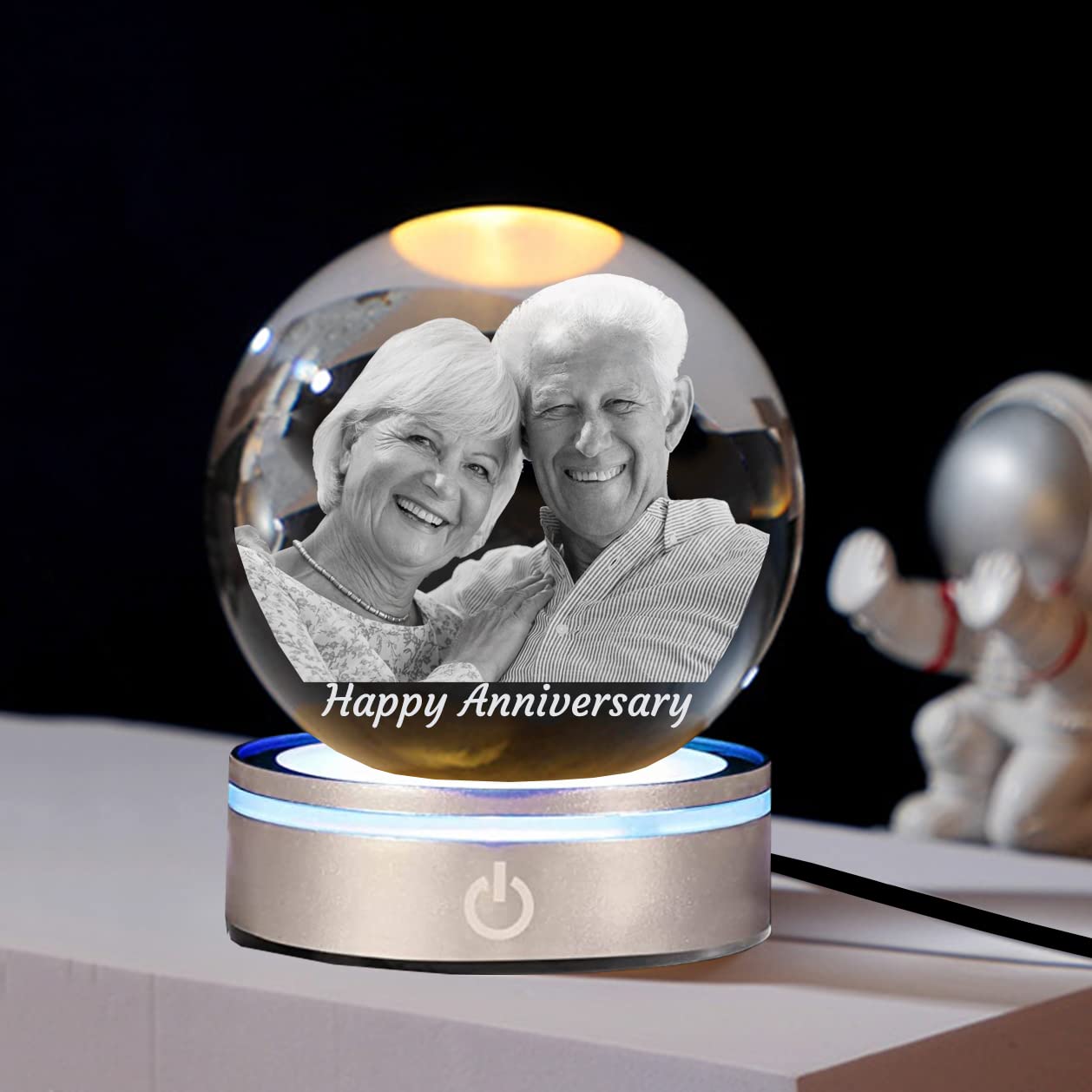 Custom 3D Ultrasound Crystal Ball Night Light – Personalized Baby Photo Keepsake With LED Base (8cm, 7-Color Light)