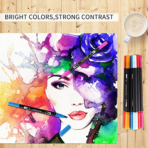 Inoranges Dual Tips Colored Pens, 120 Colored Drawing Marker With Fine Point & Brush Tip, Unique Colors For Bullet Journaling Writing Note Taking Calendar Coloring Art Office School Supplies #TOP6