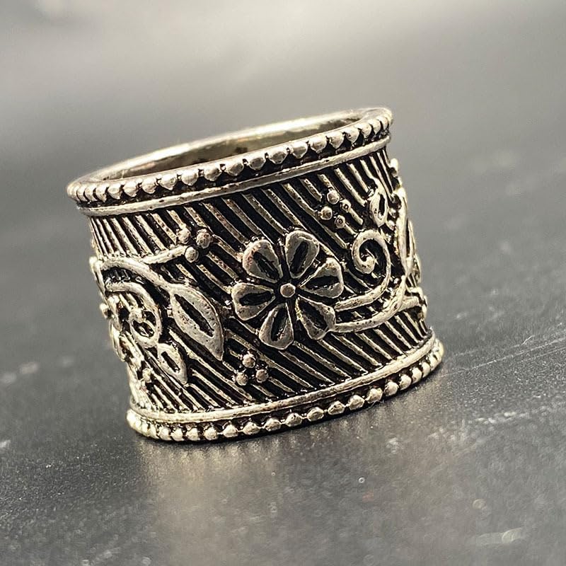 925 Sterling Silver Thumb Pattern Ring Handmade Flower Retro Multi Flower Wedding Ring is a Universal Engagement Ring for Both Men and Women Jewelry-Making-Patterns Size 6
