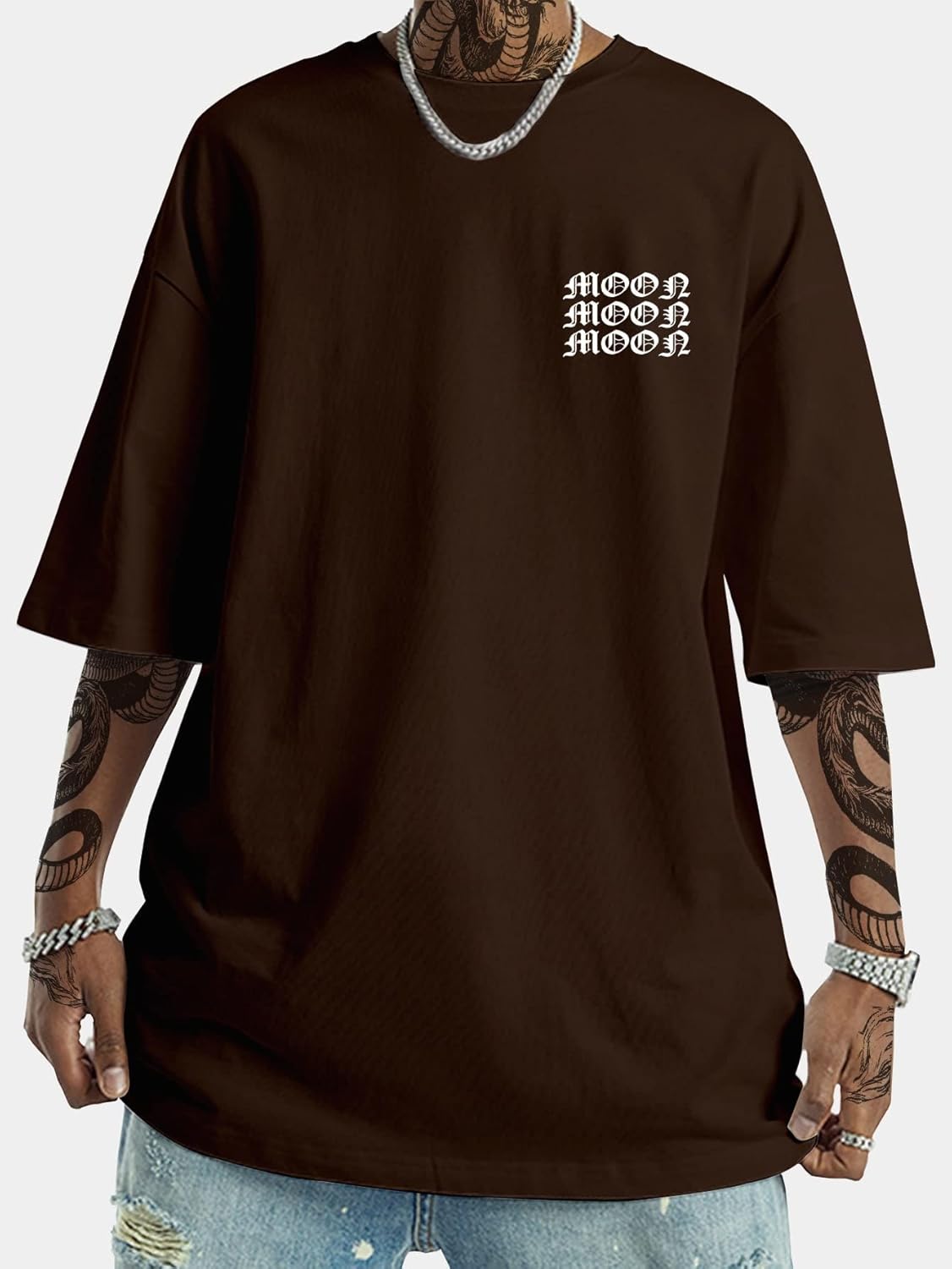 GORGLITTER Men's Letter Graphic Print T Shirts Round Neck Short Sleeve Loose Tee Tops - Image 2