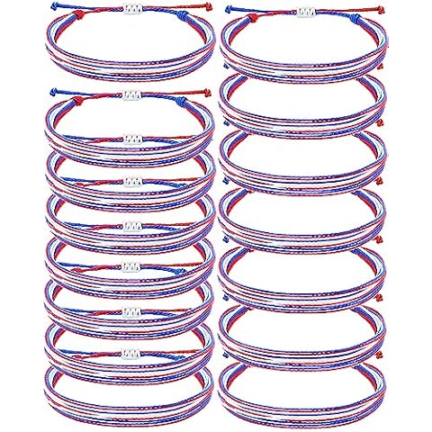 Palotay Red White and Blue String Bracelets 4th of July Bracelets Patriotic Party Favors Bracelets Adjustable American Flag Woven Bracelets Patriotic Friendship Bracelets Independence Day Jewelry Cover