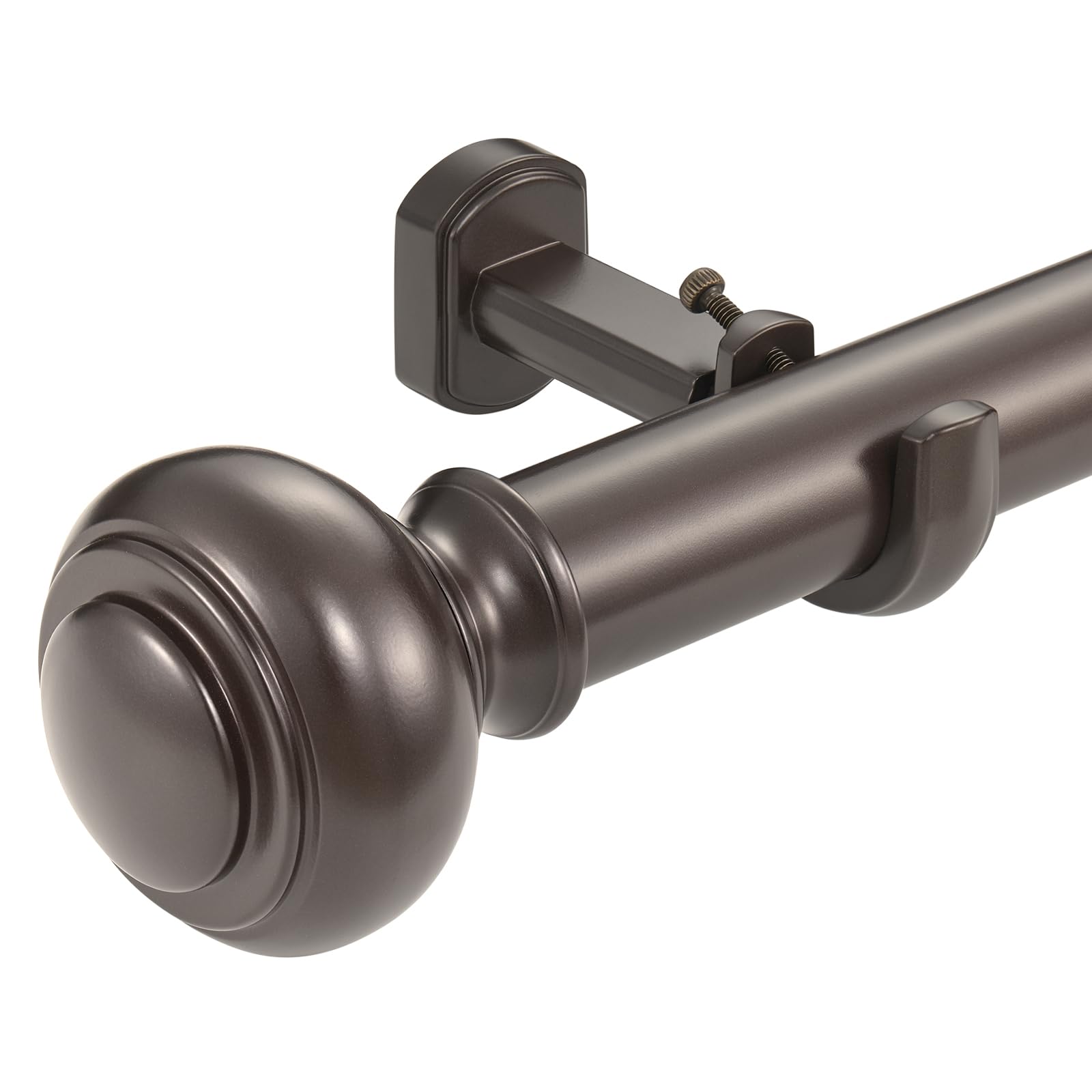 View 1 of 1 1/4 Inch Diameter Curtain Rod 48-84Inch(4-7ft), Heavy Duty Curtain Rods for Window, Telescoping Large Drapery Rod with Adjustable Modern Brackets, Dark Bronze
