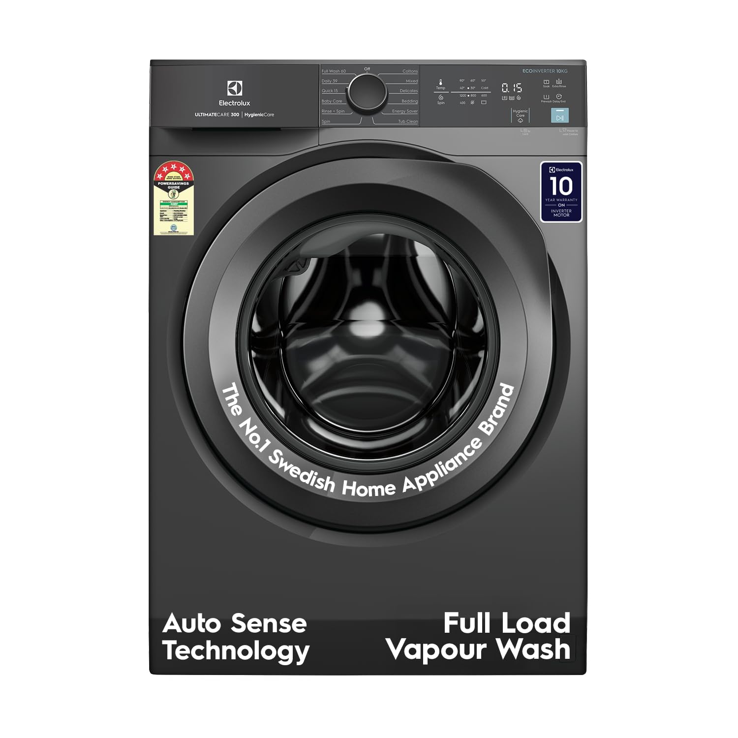 Electrolux 10kg 5 Star Front Load Washing Machine, AutoSense Technology, Full Load Steam Wash, Hygienic Care, EcoInverter Motor, UltimateCare 300, EWF1024M3SB, Dark Silver-image-31