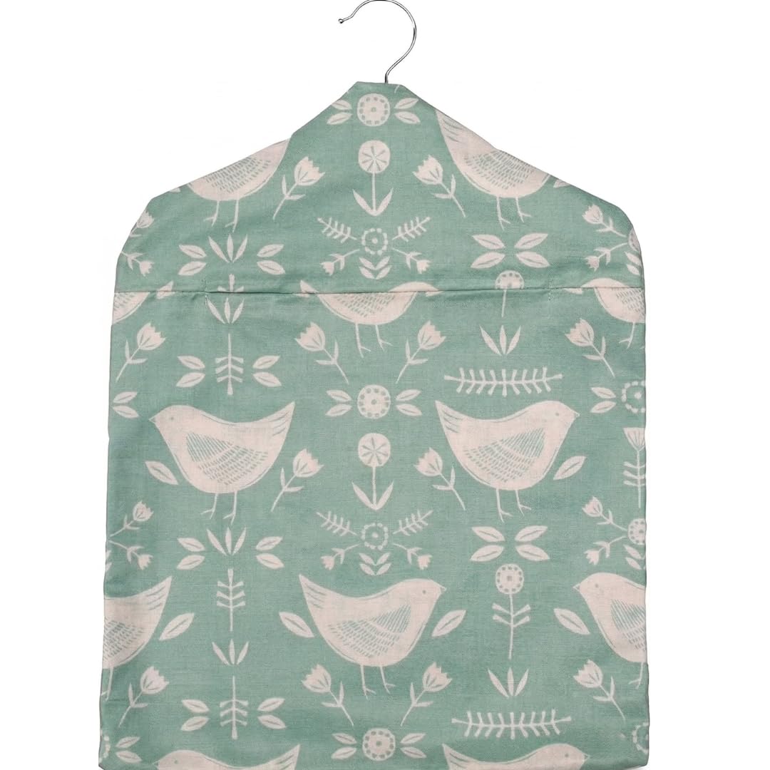 Jolee Fabrics Premium Patterned Oilcloth Peg Bags with Wooden Hanger - Water Resistant Peg Bag, Clothes Clip Storage Perfect for Any Washing Line (Narvik Duck Egg Peg Bag) โ image 1