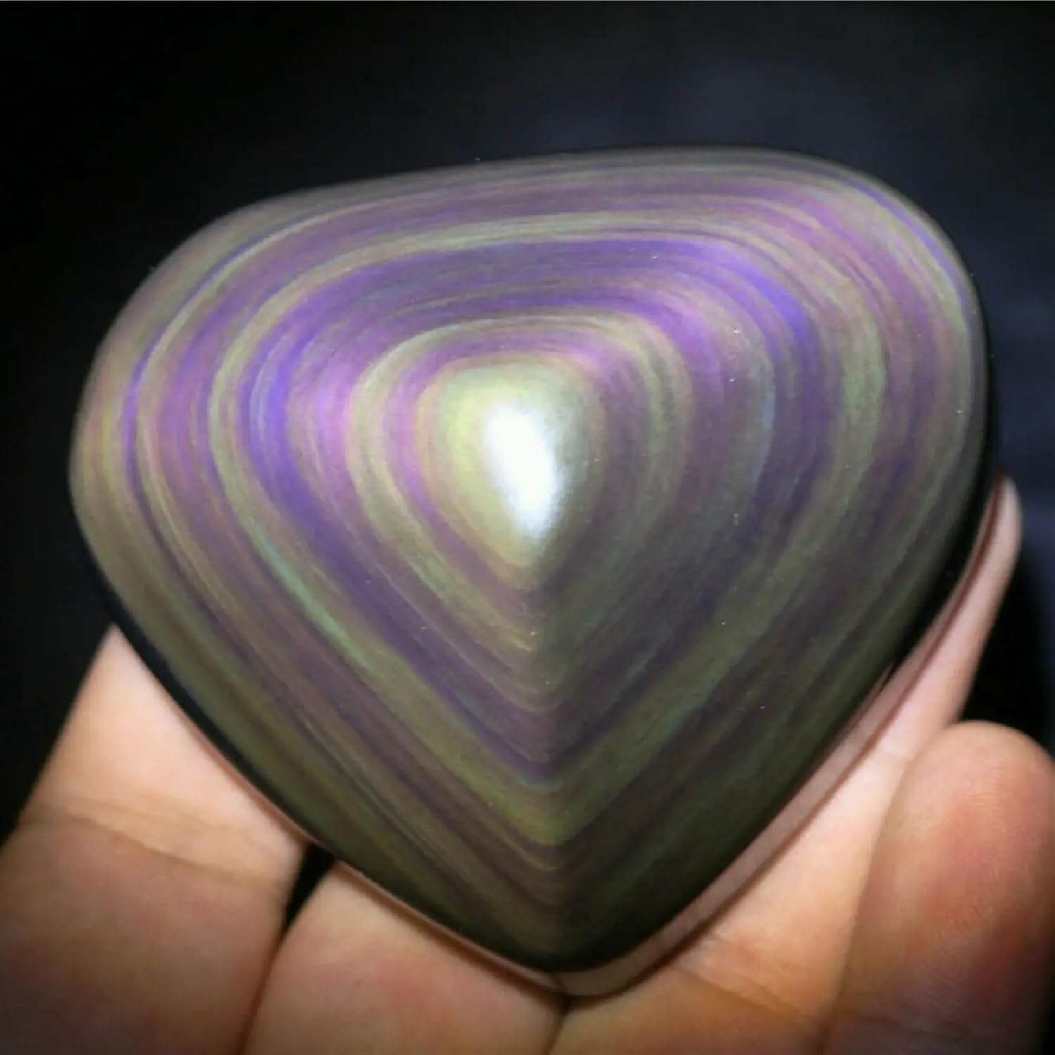 Beautiful Cats Eye Obsidian Quartz Crystal Heart Shaped (Size : About 3cm)
