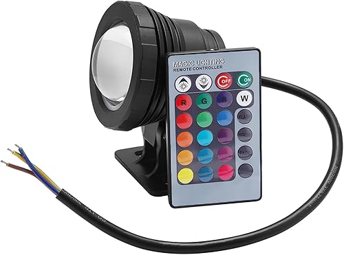 Jonlaki RGB LED Underwater Lights Multicolor Outdoor Garden with Remote Controller 12V () (Black Plastic Coated Aluminum)