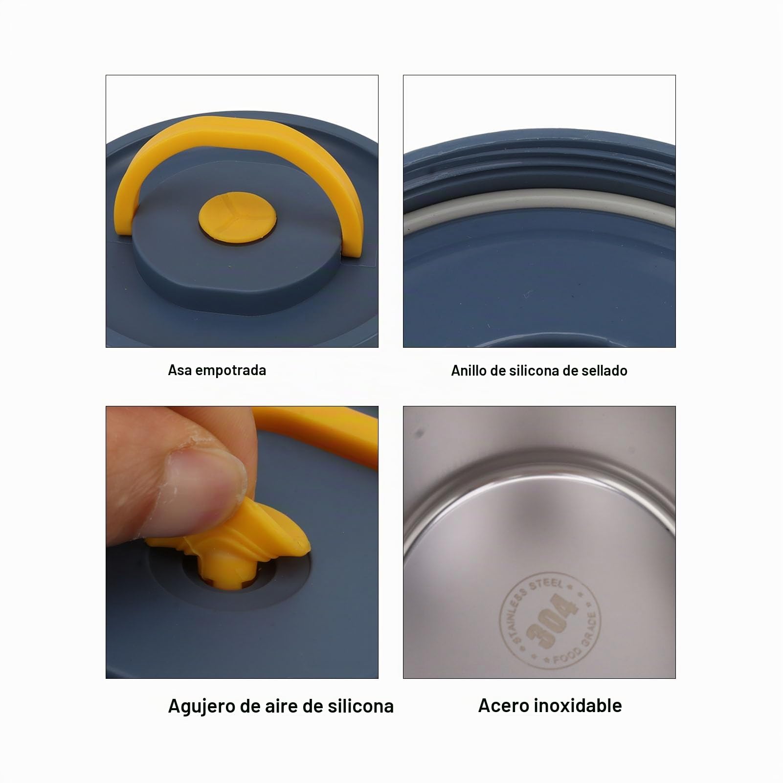 de Acero Inoxidable Redonda con Tapa, a Prueba de Fugas, Gran Capacidad, Fácil de Limpiar, para Oficina (4 Caja aislada)