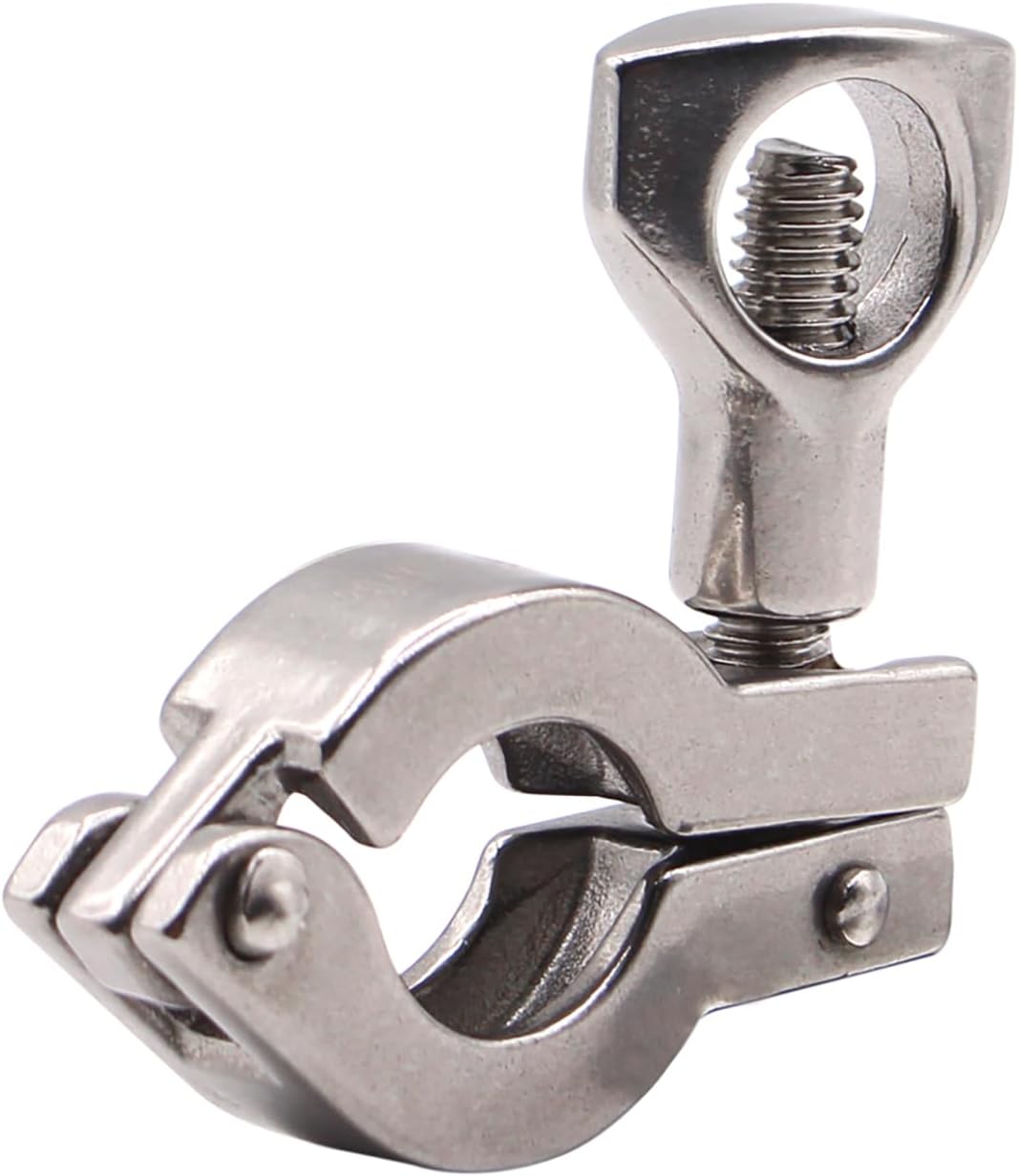 DERNORD Stainless Steel Tri-clamp (1/2 inch Tri-clover Clamp) + 2 Pcs SUS304 Sanitary Pipe Weld Ferrule + FKM Gasket (1/2 Inch)