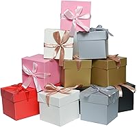 Vista 18 de Cajas de regalo blancas de 6 x 6 x 6 pulgadas con tapas, 12 hermosas cajas blancas cuadradas con cinta, perfectas para bodas, Navidad, cumpleaños
